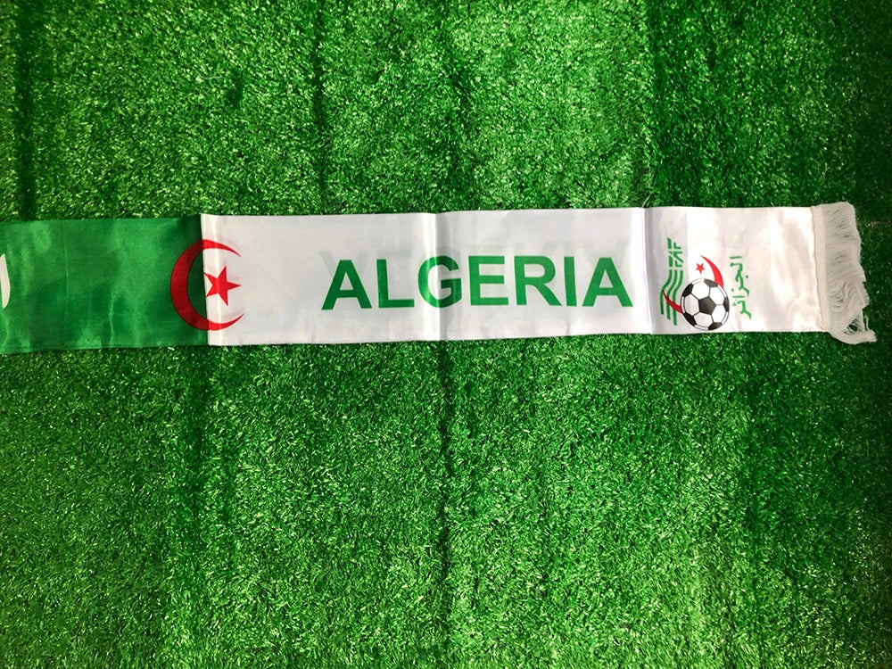 SKY FLAG Algeria football scarf 14*130cm Algeria flag Custom Scarf football team Scarf Printing Satin Algeria banner for sports