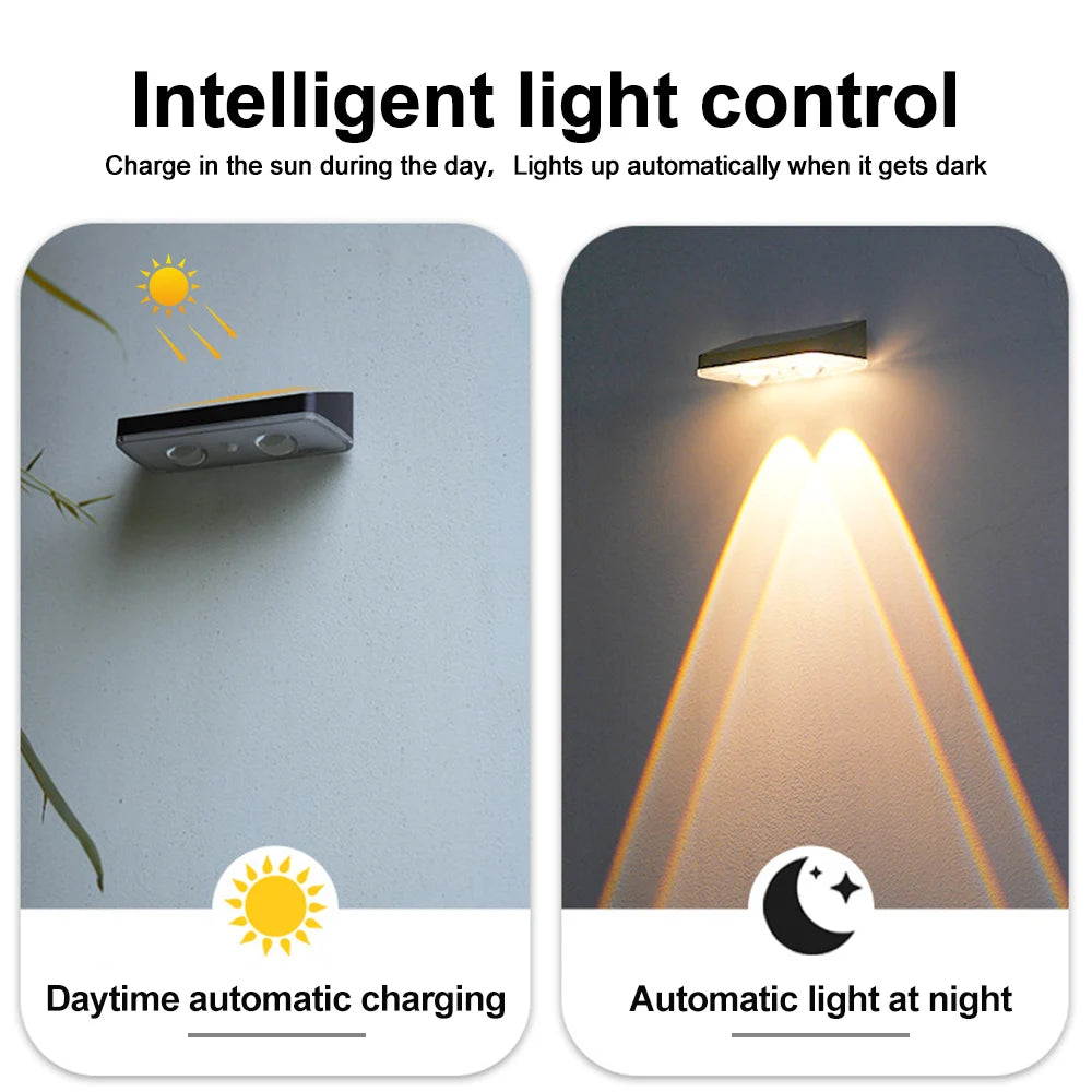 Solar Fence Lights Outdoor LED Lens Solar Wall Lights Waterproof Warm /White/Mixed Light 3 Modes Garden Backyard Patio Deck Pool
