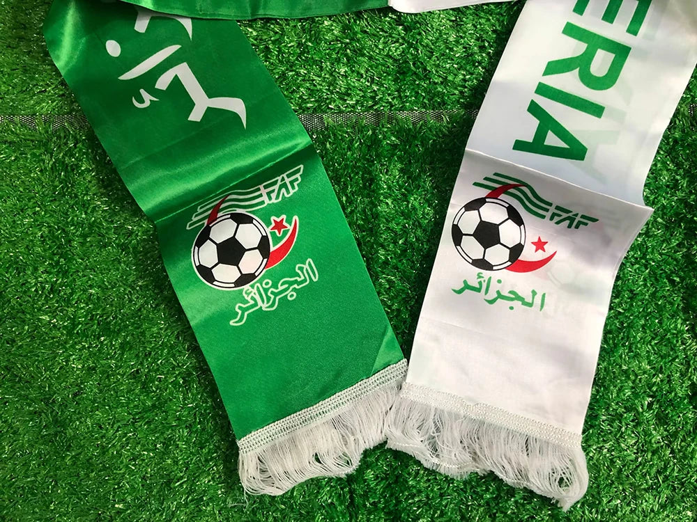 SKY FLAG Algeria football scarf 14*130cm Algeria flag Custom Scarf football team Scarf Printing Satin Algeria banner for sports