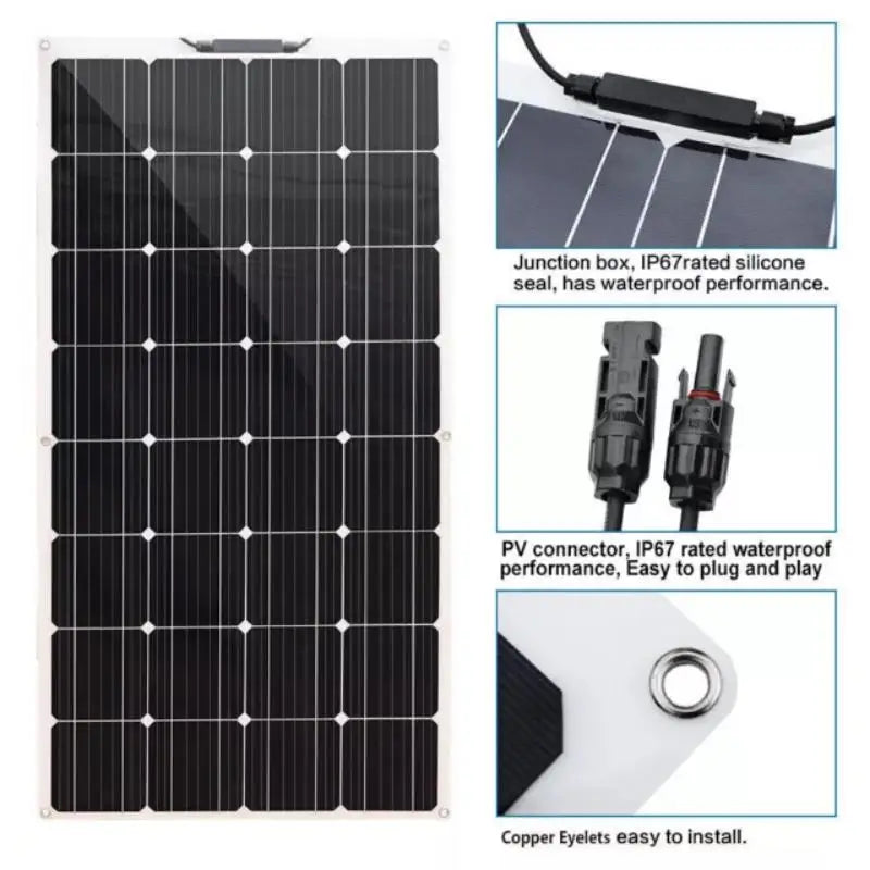 150W Flexible Solar Panel With 15A MPPT Controller IP65 Waterproof Solar Panel Kit Complete 12V/18V Photovoltaic Camping RV Boat