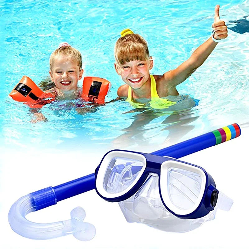 Kids Diving Goggle Mask Breathing Tube Shockproof Anti-fog Durable Underwater Swimming Glasses Band Snorkeling Accessories Set