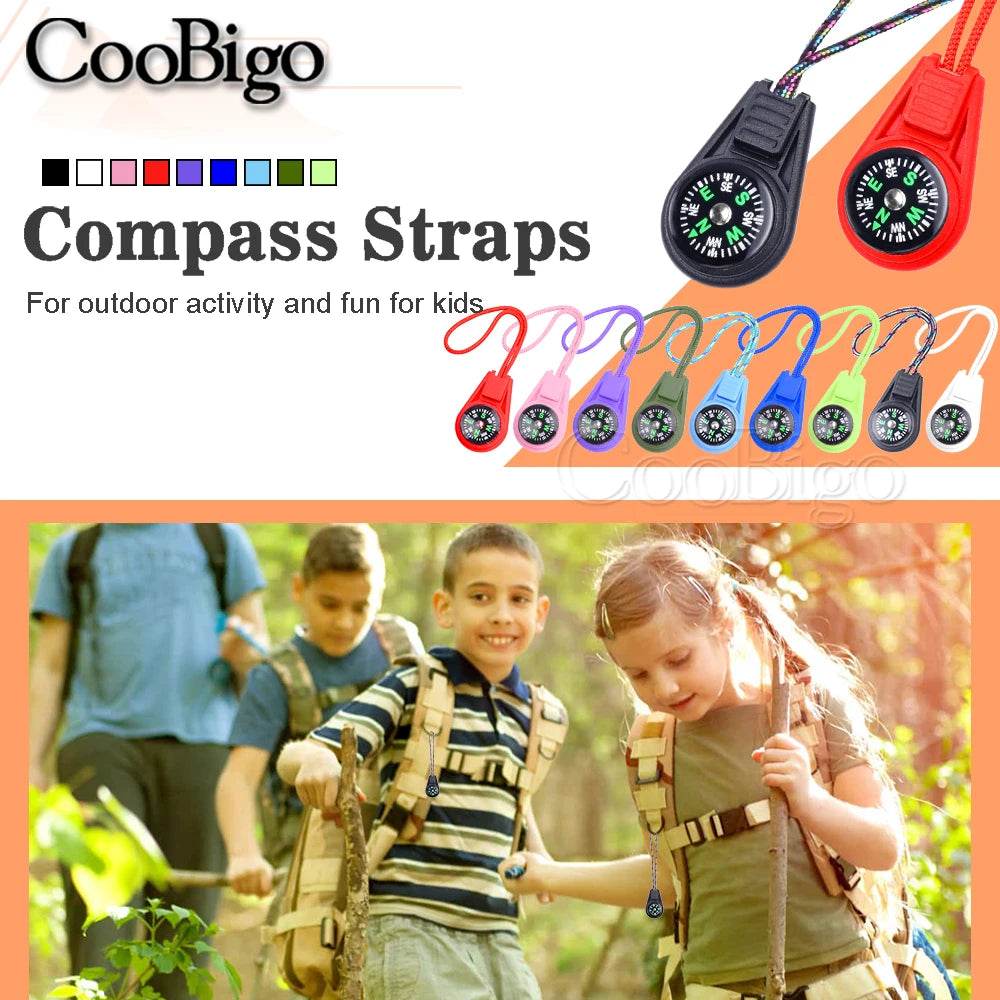 10Pcs Mini Compass Keychain Pendant Keyring Charm Key Holder Keyfob Buckle Pocket Navigator Men Boy Scout Outdoor Kids Colorful