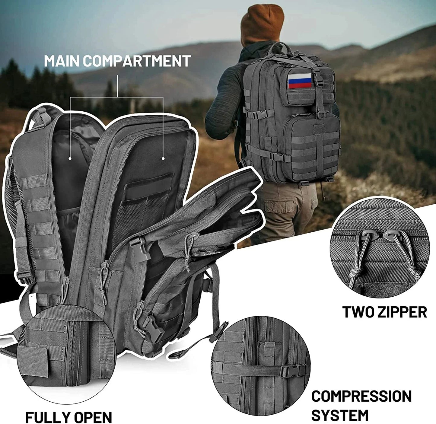 Men Large Capacity Travel Hunting Tactical 50L Military Backpack Camping Trekking Fishing Bag Waterproof Rucksacks Backpack