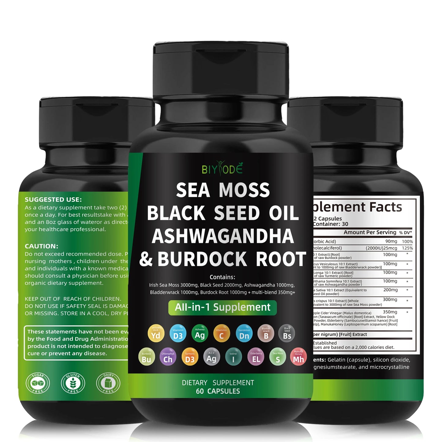 Sea Moss Capsules - Irish Sea Moss Advanced with Burdock Root, Bladderwrack & Muira Puama for Immunity, Gut, & Energy