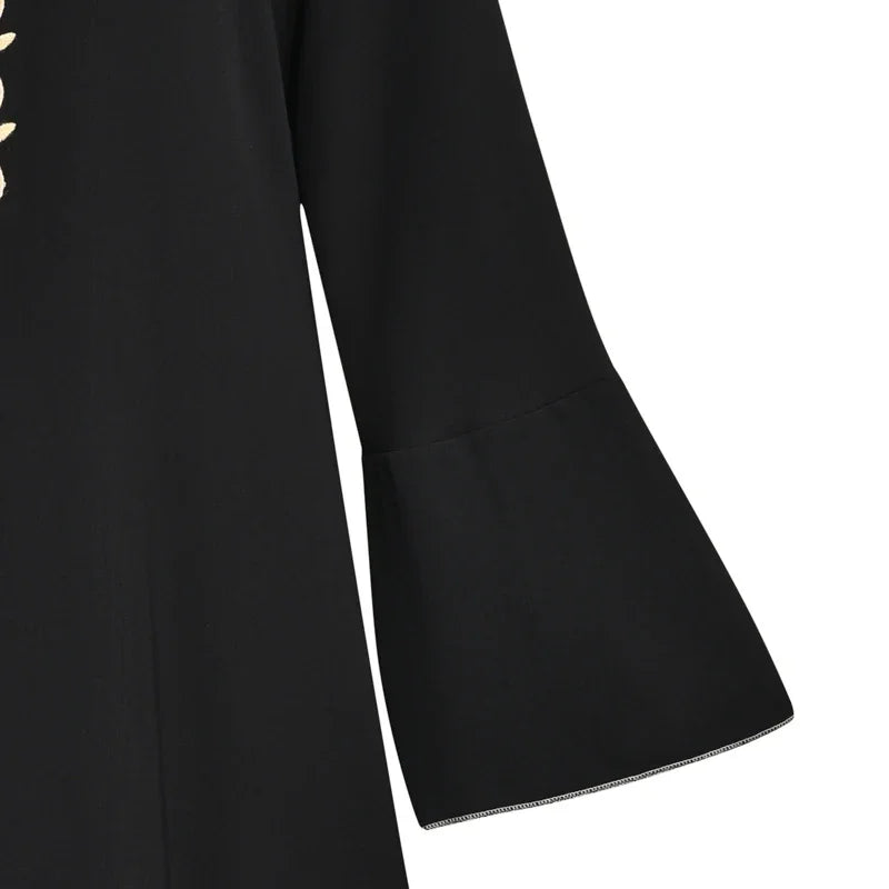 Ramadan 2024 Dubai Robe Women's Embroidered Robe Marocain Turkish Muslim Fashion Black Hooded Dress Jalabiya Islamic Clothing