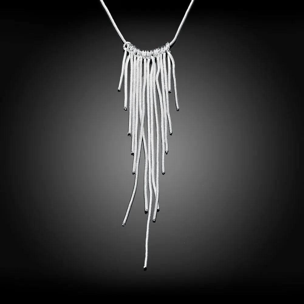 Hot sale classic 925 Sterling Silver Necklace Jewelry 18 inches Wild tassel snake chain wicker necklace fashion Christmas gift