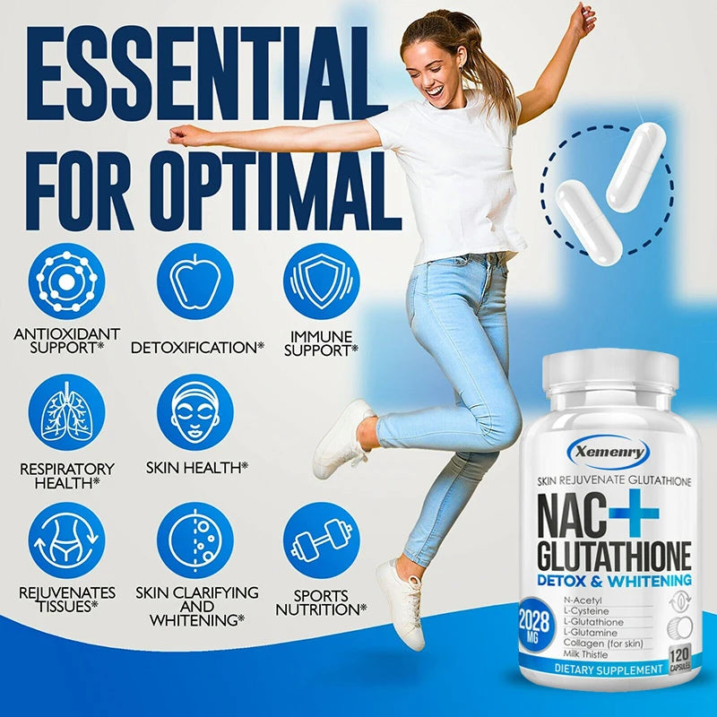 NAC+ Glutathione Supplement - Body Detoxification, Collagen Whitening Capsules