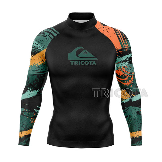 Surfing Swimming Diving T-Shirts Tight Long Sleeve Rash Guard Swimwear Men's UV Protection Surf Clothing Beach Floatsuit Tops