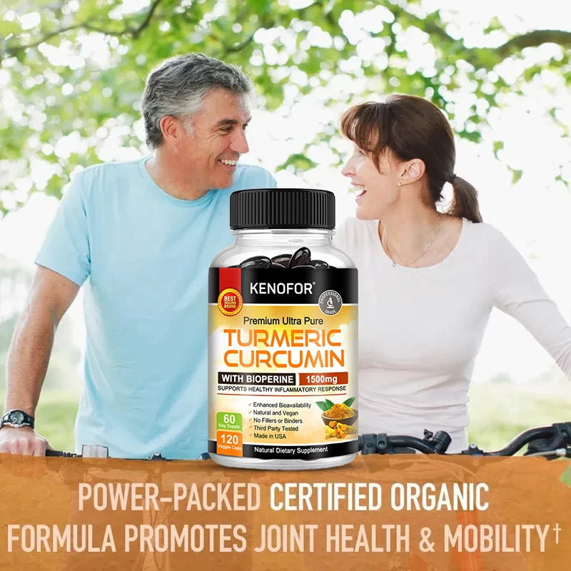 Turmeric Curcumin Ginger Capsules Bioavailability 1500mg Promotes Gut Health Digestion Joint Support Natural Vegetarian