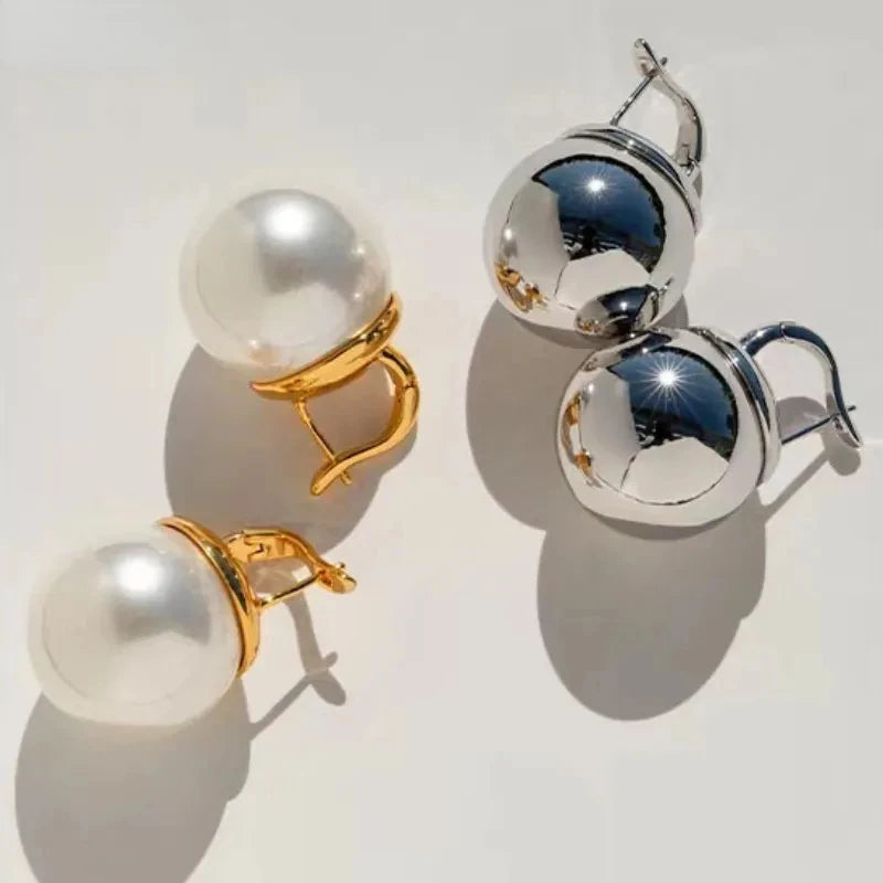 Bilandi Trendy Jewelry Delicate Silver Color Ball Simulated Pearl Earrings For Women Girl Party Gift Ear Accessories Hot Sale