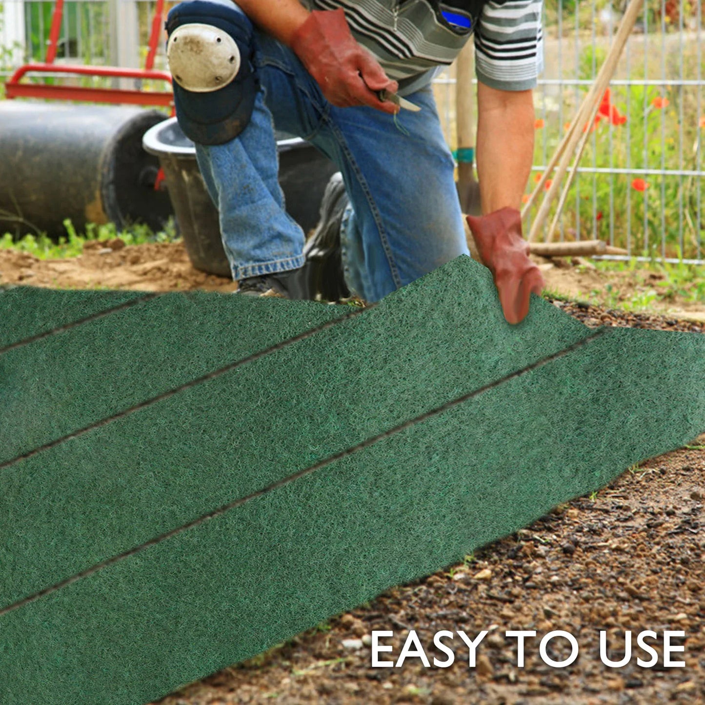 Behogar 10FT Biodegradable Grass Seed Pad Mat Blanket Roll Garden Backyard Plant Growing Solution for Lawns Sun Shade 3x0.2m