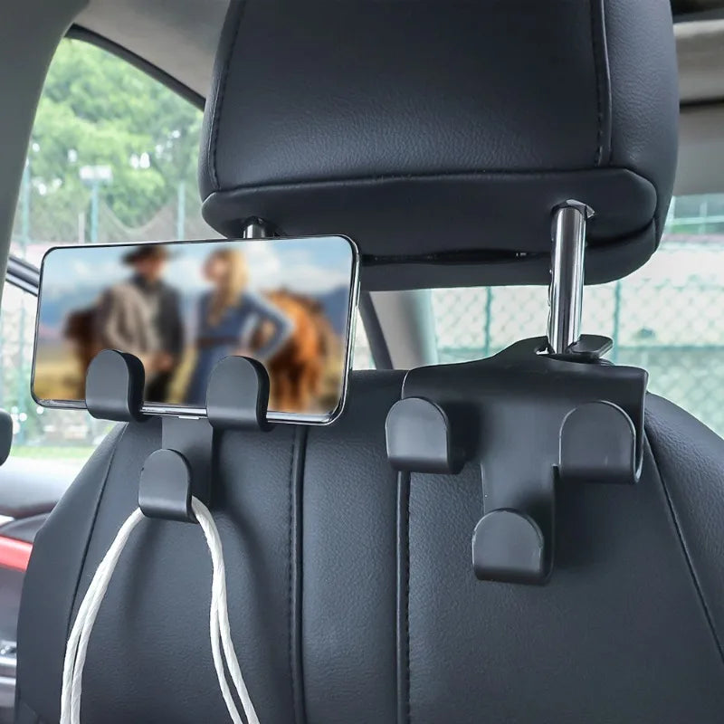 1/2pcs Multifunctional Car Rear Seat Hook Phone Holder Interior Storage Holder Hanger Car Seat Organizer Hooks Accessories