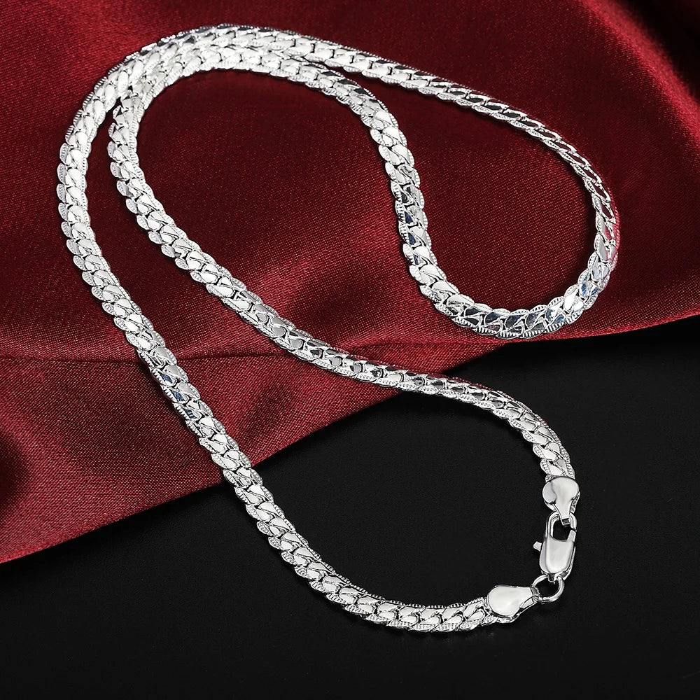 Hot sale 925 Sterling Silver 18K gold 6MM chain bracelets neckalce for women fashion Party wedding designer jewelry sets gift