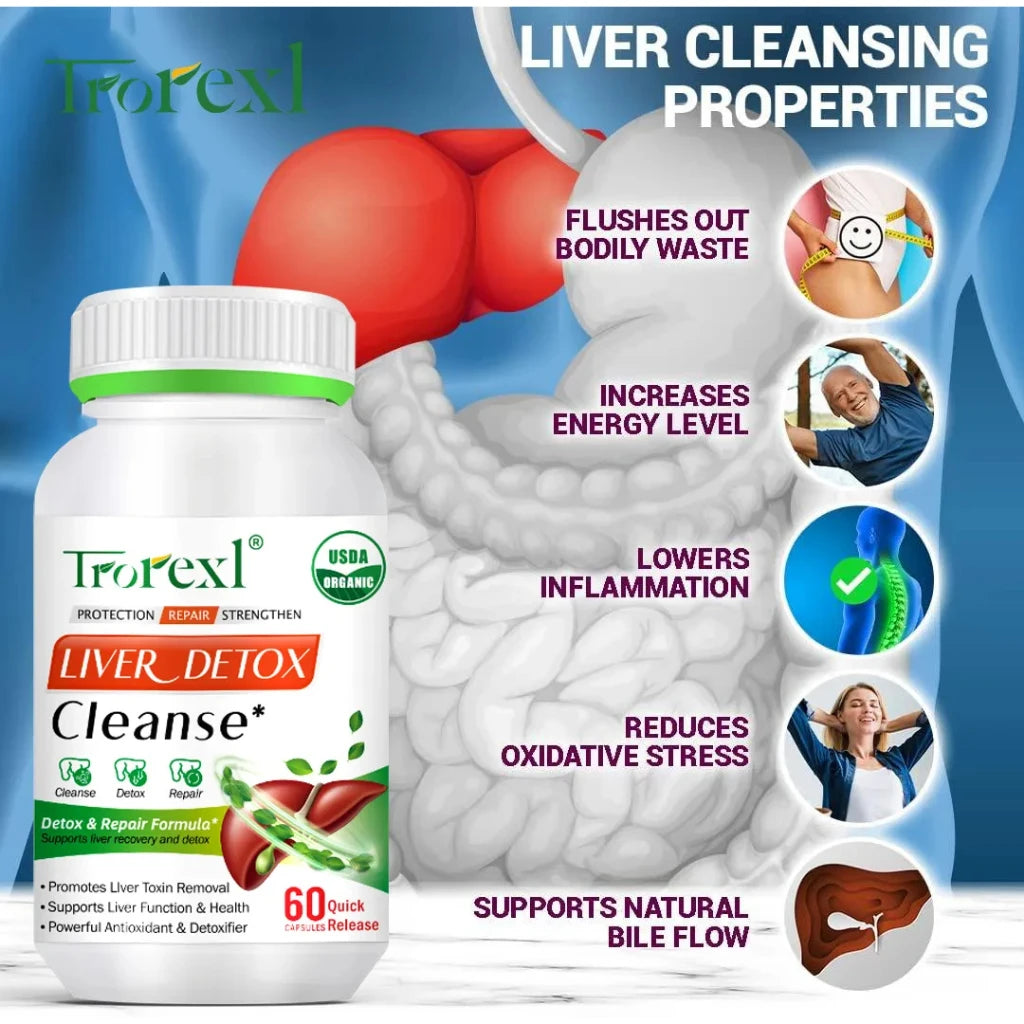 Liver Cleanse and Detox & Repair Formula - Herbal Liver Support Supplement with Papaya and Goji Berry for Liver Health - Liver D