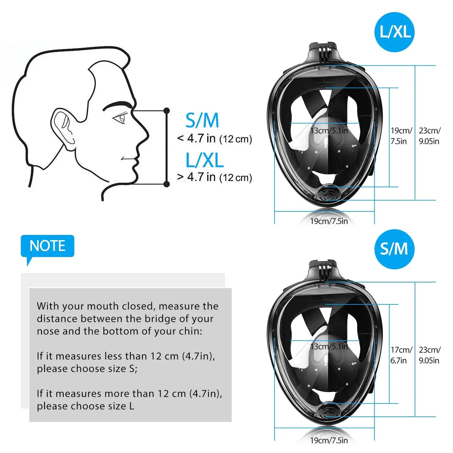 Full Face Snorkeling Mask Diving Swimming Snorkel Set Pool Underwater Scuba Goggles Anti-Fog Anti-Leak Easy Breath