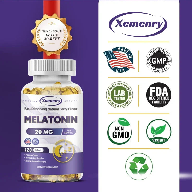 New Upgraded Melatonin Softgels, Helps You Fall Asleep Faster, Stay Deeper, and Improve Sleep Quality, 120 Capsules