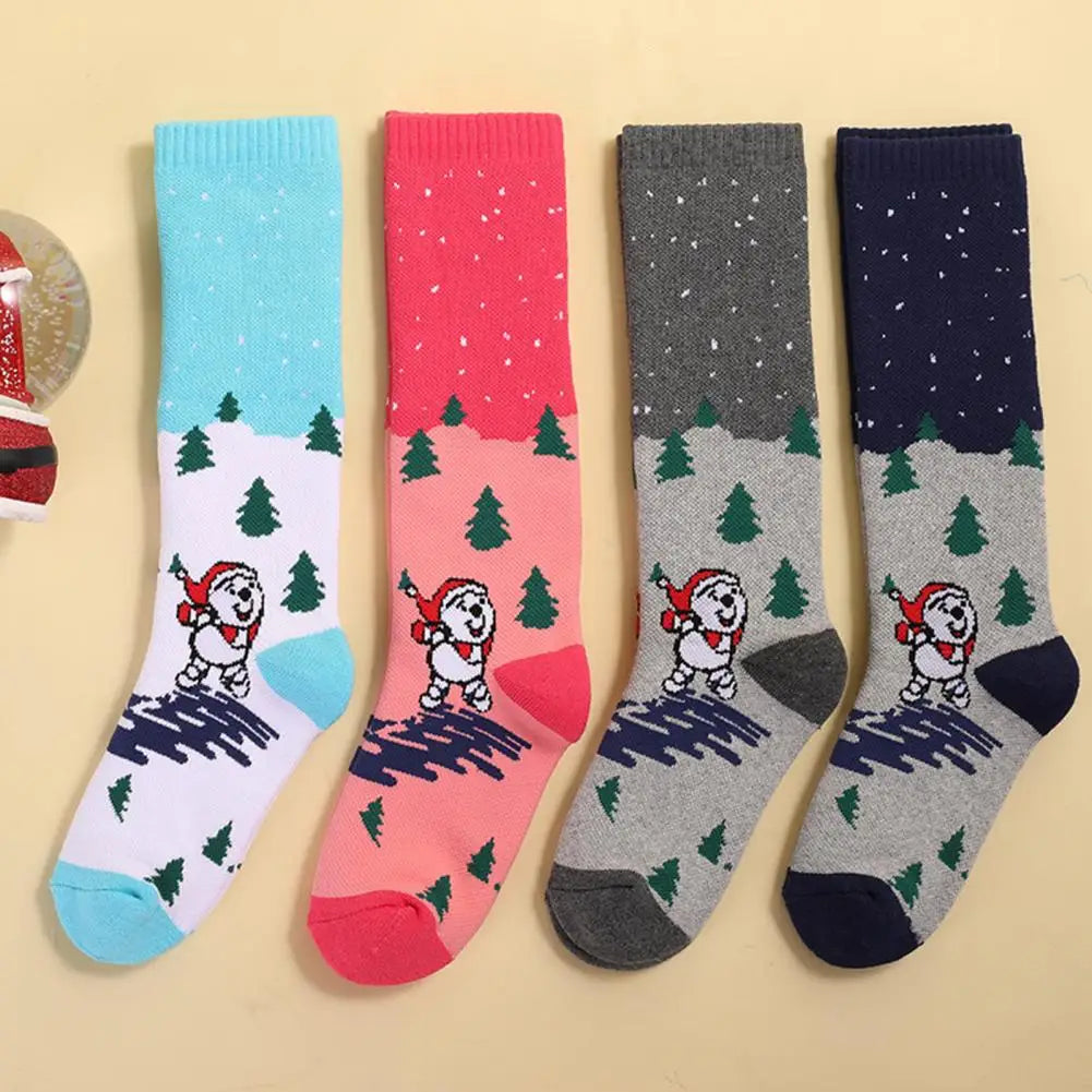 Ski Socks 1 Pair No Odor Non-Slip Washable Toddler Road Bicycle Socks Ski Stockings for Kids