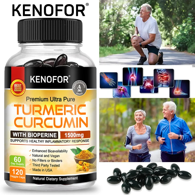 Turmeric Curcumin Ginger Capsules Bioavailability 1500mg Promotes Gut Health Digestion Joint Support Natural Vegetarian