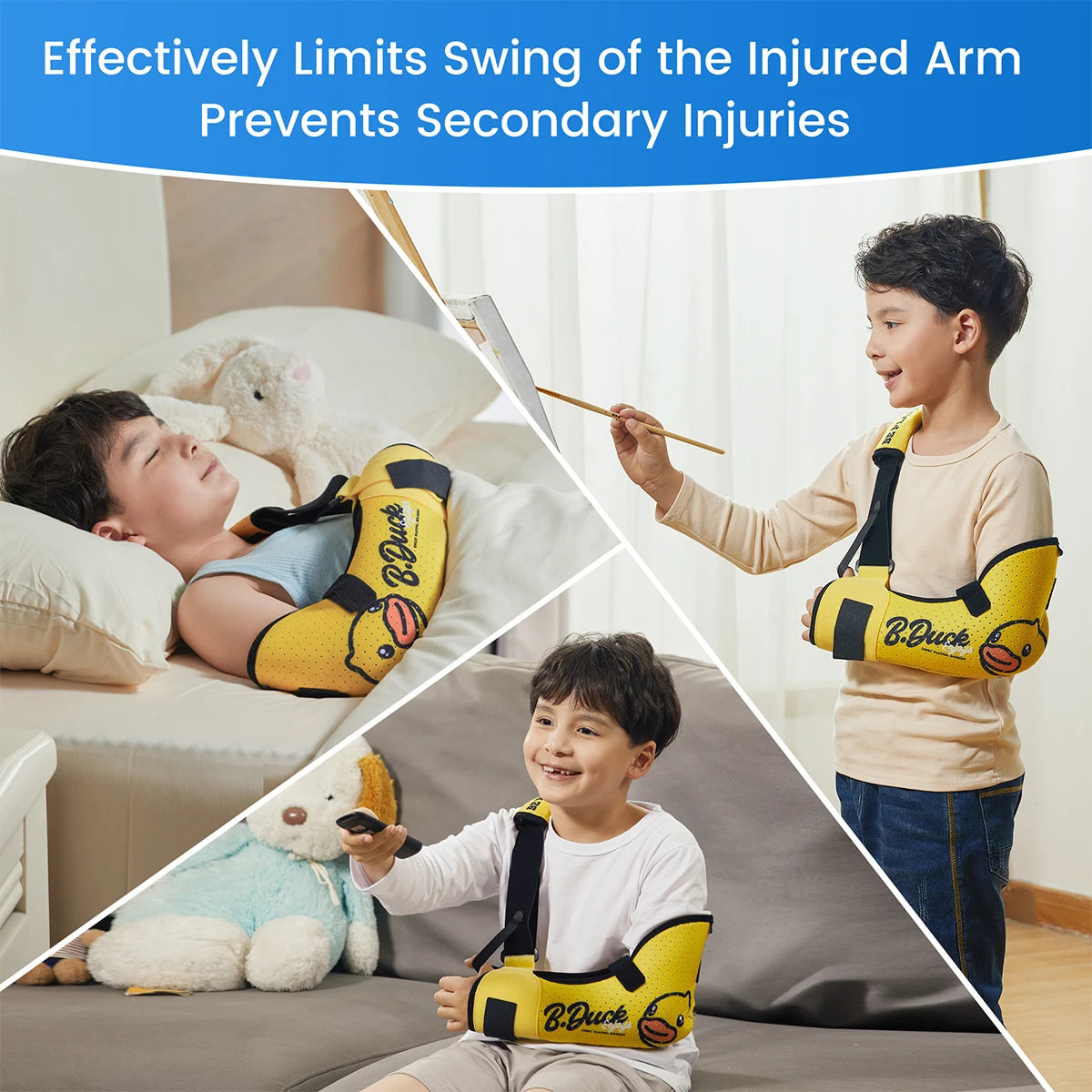 VELPEAU Kids Arm Sling for Broken Forearm, Fracture Shoulder Immobilizer with Waist Strap for Child Skin Friendly and Latex-free