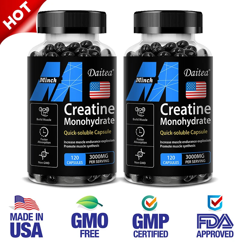 Daitea Creatine 3000 mg Monohydrate - Strength, Muscle, Performance Keto-Friendly Adult Nutritional Supplement