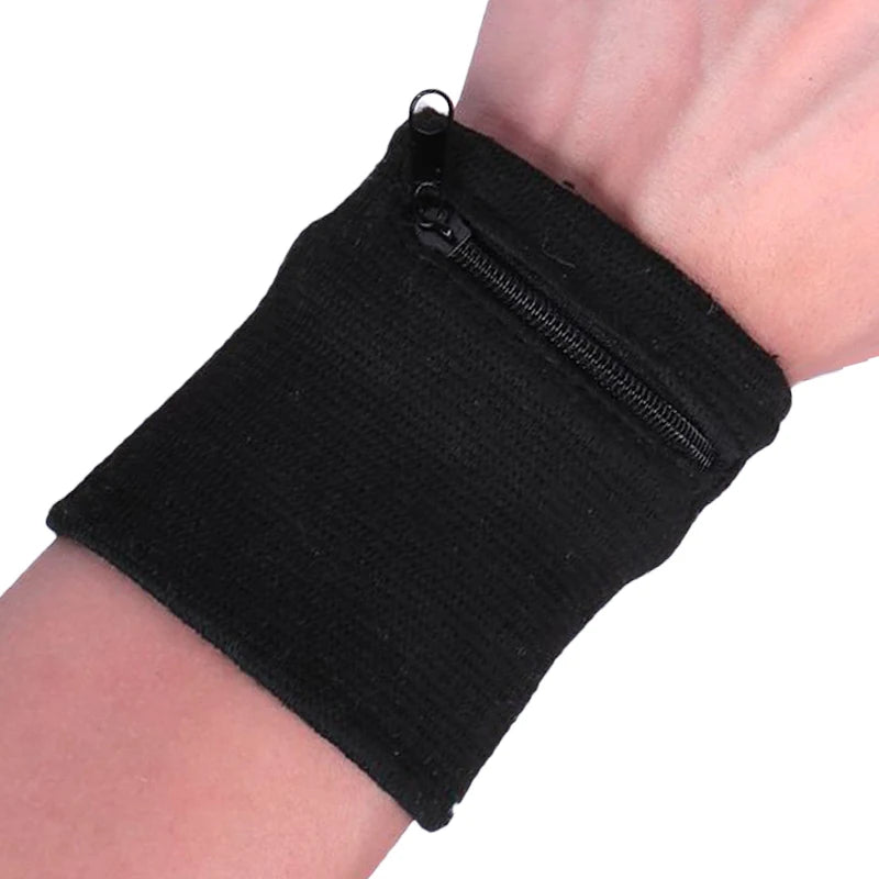 Man Wrist Wallet Pouch Band Fleece Zipper Running Gym Cycling Safe Sport Wrist Band Bag Coin Key Storage Lightweight Gray Black