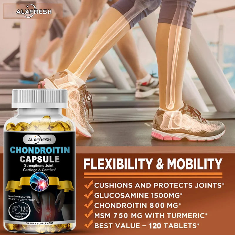 Alxfresh Chondroitin Glucosamine Capsules Turmeric Tablet for Knee, Joint Health, Bone Quickly Nutrition Supplement