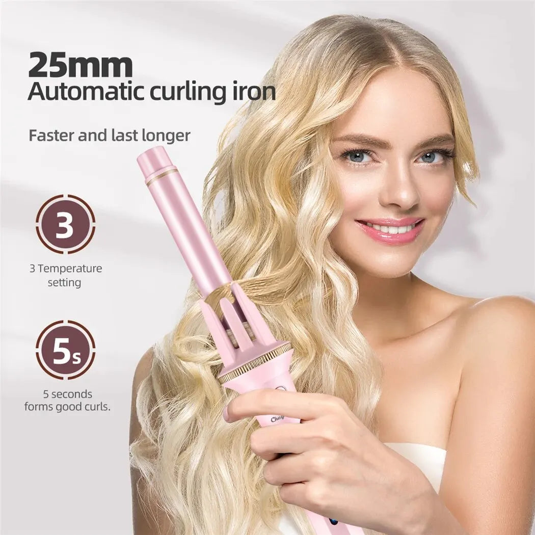 25mm Automatic Hair Curler Stick Professional Rotating Curling Iron Negative Ion Hair Waver Ceramic Coating Styling Machine