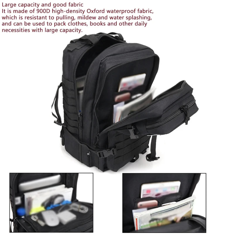 Men Large Capacity Travel Hunting Tactical 50L Military Backpack Camping Trekking Fishing Bag Waterproof Rucksacks Backpack