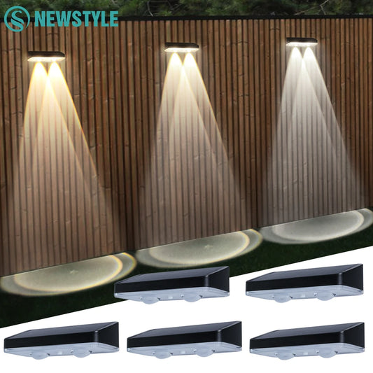 Solar Fence Lights Outdoor LED Lens Solar Wall Lights Waterproof Warm /White/Mixed Light 3 Modes Garden Backyard Patio Deck Pool