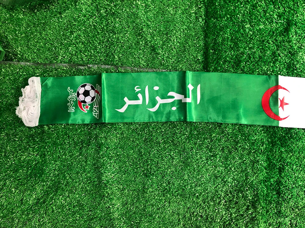 SKY FLAG Algeria football scarf 14*130cm Algeria flag Custom Scarf football team Scarf Printing Satin Algeria banner for sports