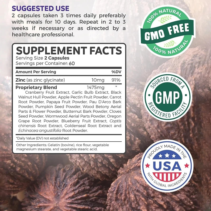 Gut Cleansing Capsules - Contains Worms, Black Walnuts, Garlic and More To Support Digestion and Detoxification