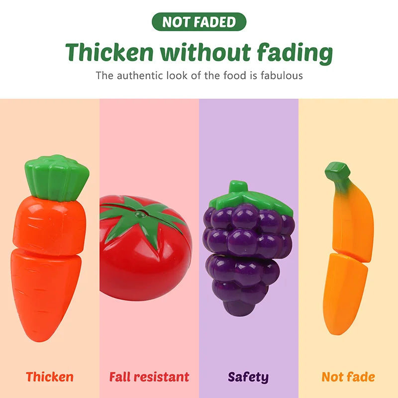 Hot Sale Role Play Educational Gift Baby Toy Pretend Play Food Set Fruits Vegetable Kitchen Playset for Kid's Gift Assembly Game
