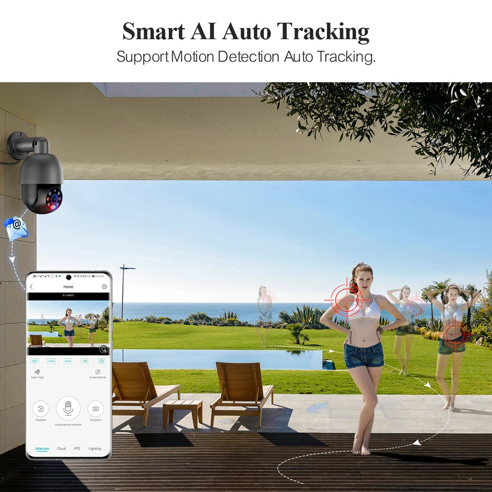 Techage 4K 8MP 5MP IP Camera Red-Blue Light Alert Human Detection Night Vision POE Security Protection Video Surveillance Camera