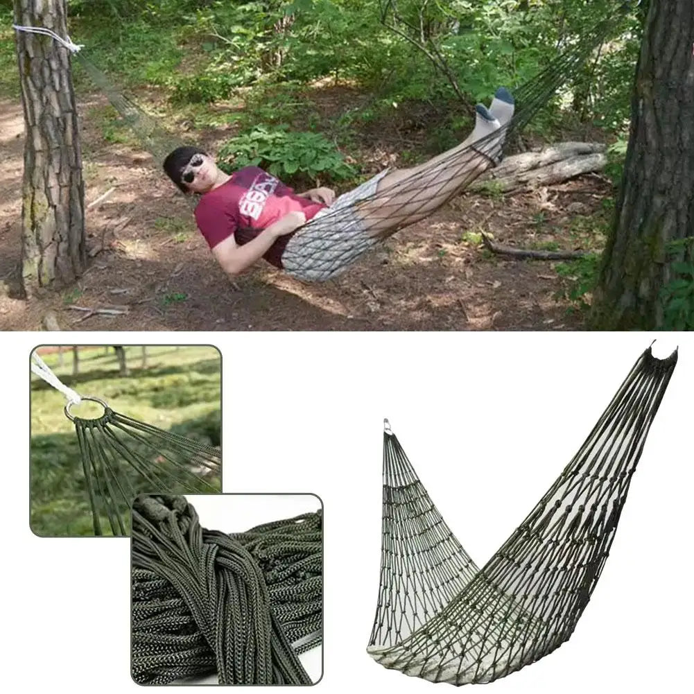 Portable Outdoor Sport Hammock, Outdoor Camping Hammock Mesh Net for Garden Beach Yard Travel Garden Swing Hanging Bed