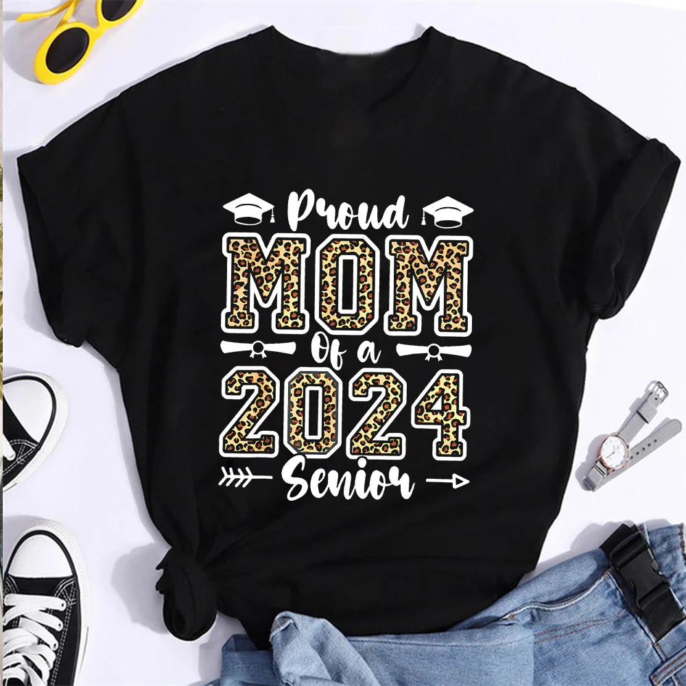 New Personalized Proud Mom Of A Class 2024 Graduate T-Shirt Proud Mom Senior 2024 T Shirt Proud Mom Gift summer Women funny tees