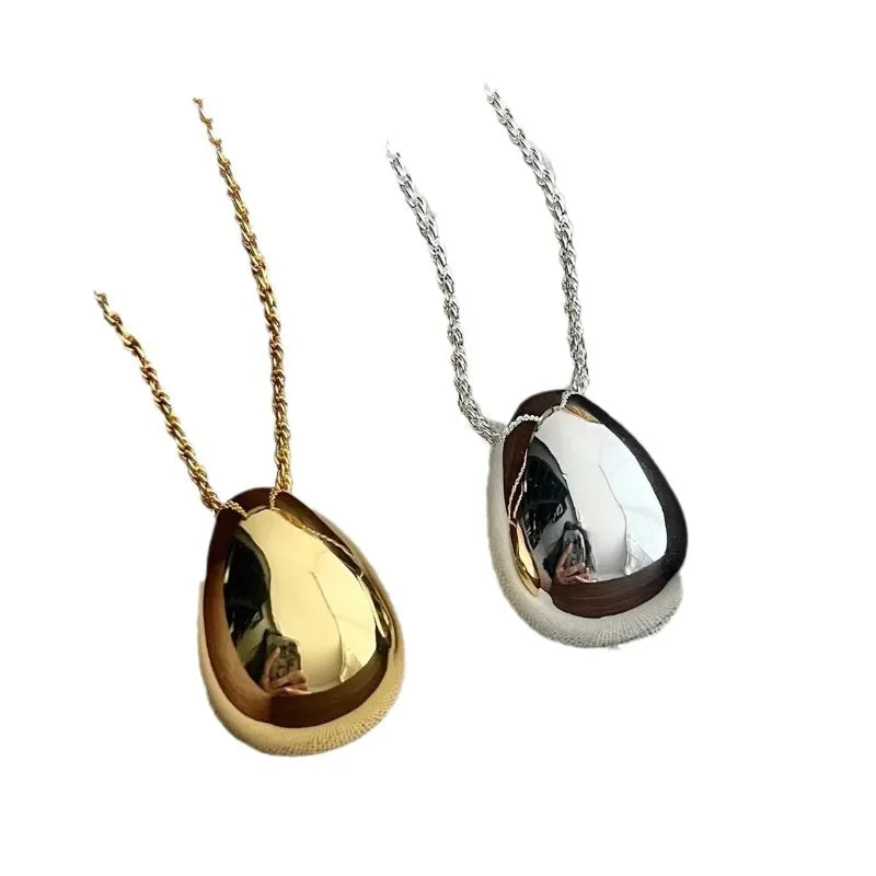 Modern Jewelry Hot Sale One Layer Chain Metal Shiny Pendant Necklace For Women Female Gift Sweater Daily Wearing