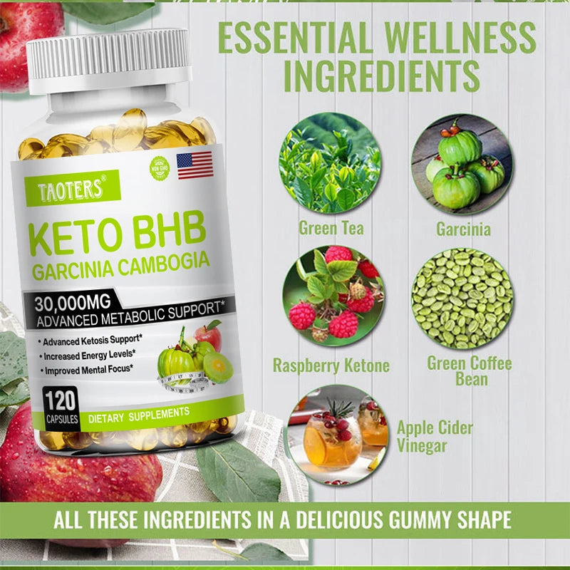 Keto BHB Garcinia Cambogia Extract Supplement 30000mg-Suitable for Men and Women - Energy Production|Healthy Weight Management