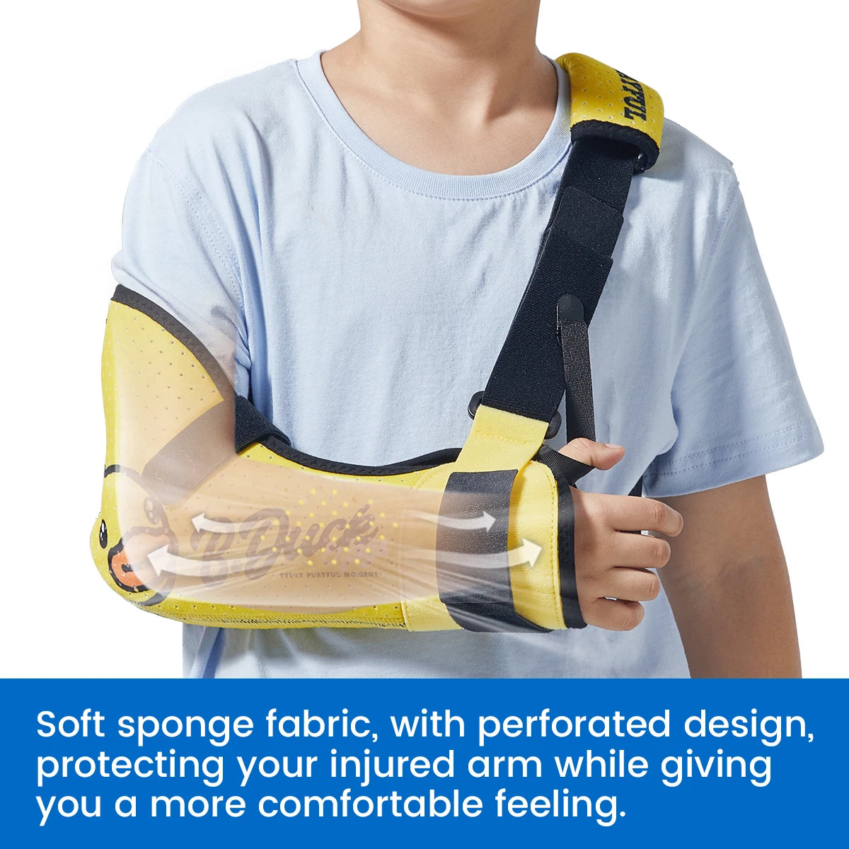 VELPEAU Kids Arm Sling for Broken Forearm, Fracture Shoulder Immobilizer with Waist Strap for Child Skin Friendly and Latex-free