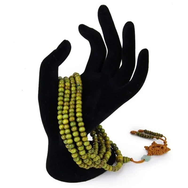 Natural Sandalwood Bracelets Men Buddhist Buddha Meditation Bead Bracelet for Women Prayer 216 Beads Rosary Hanging Decoration