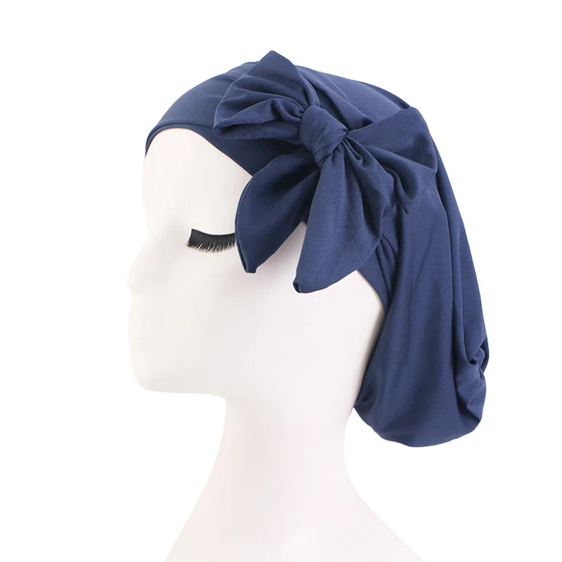 New Women Pre-Tied Turban Chemo Cap Elastic Inner Hijab Hat Cancer Islamic Arab Bonnet Long Tail Headscarf Hat Turbante Mujer