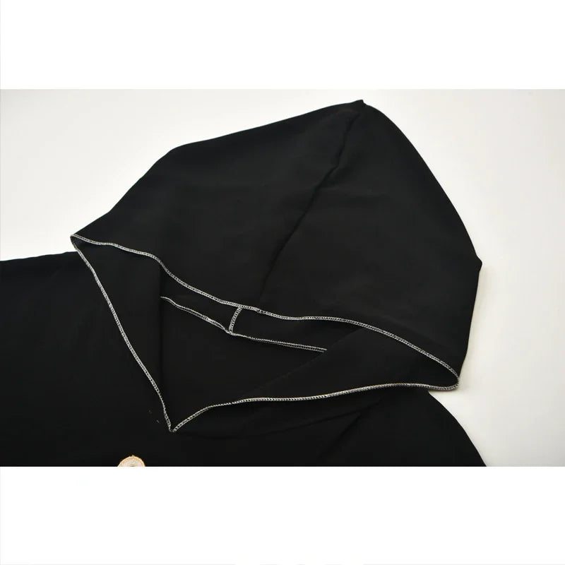 Ramadan 2024 Dubai Robe Women's Embroidered Robe Marocain Turkish Muslim Fashion Black Hooded Dress Jalabiya Islamic Clothing