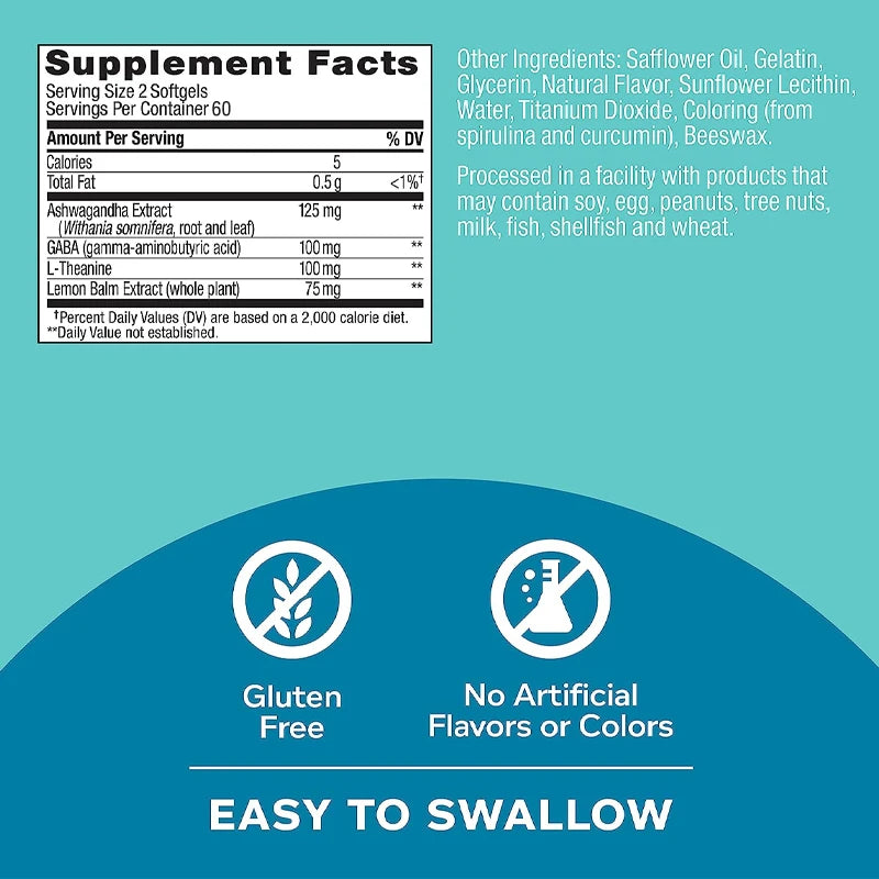 Goodbye Stress Capsules - Contains GABA, L-Theanine To Relieve Mood and Stress, Gluten-free
