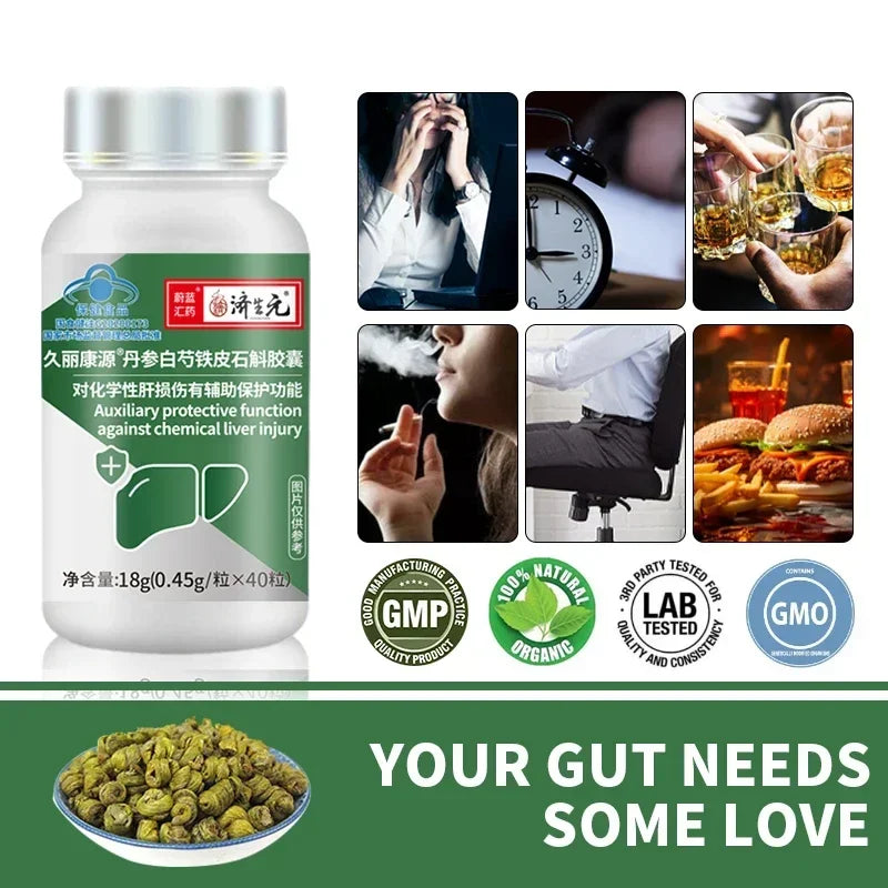 Liver Detox Capsules Fatty Liver Cleanse Function Dendrobium Candidum Herbal Prevent Cirrhosis Diseases Treatment Supplements