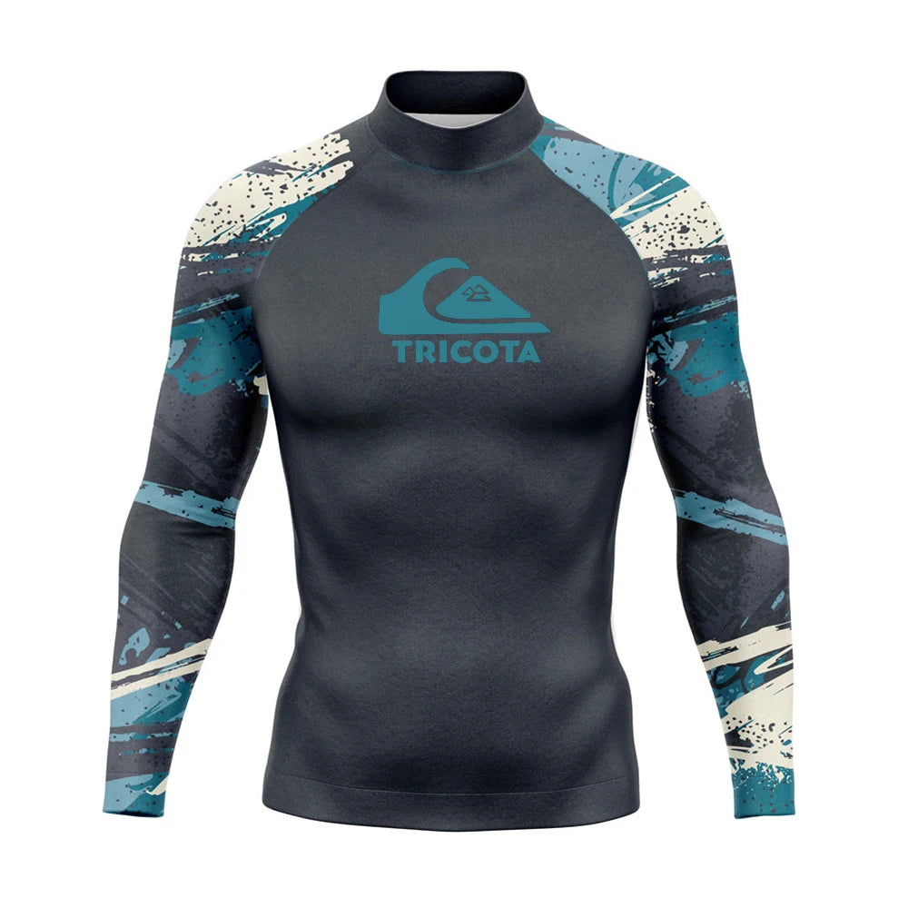 Surfing Swimming Diving T-Shirts Tight Long Sleeve Rash Guard Swimwear Men's UV Protection Surf Clothing Beach Floatsuit Tops
