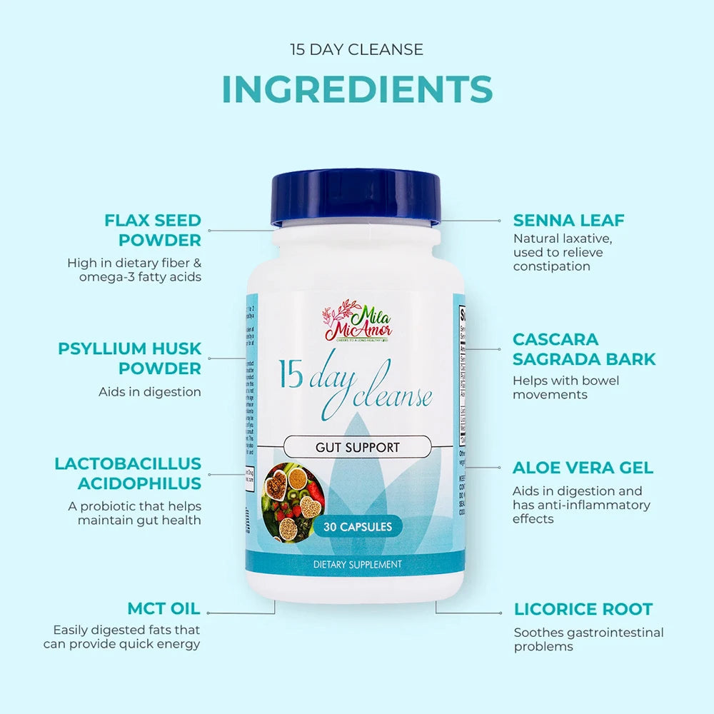 15-Day Colon Cleanse and Detox Capsules To Support Overall Colon, Healthy Digestion, Gut, Metabolism, and Detoxification