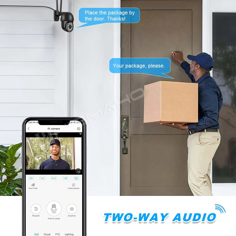 4K WiFi Surveillance Camera 8MP Outdoor CCTV Video Monitor 4MP Security Protection IP Cam Auto Tracking PTZ Alexa Onvf ICsee