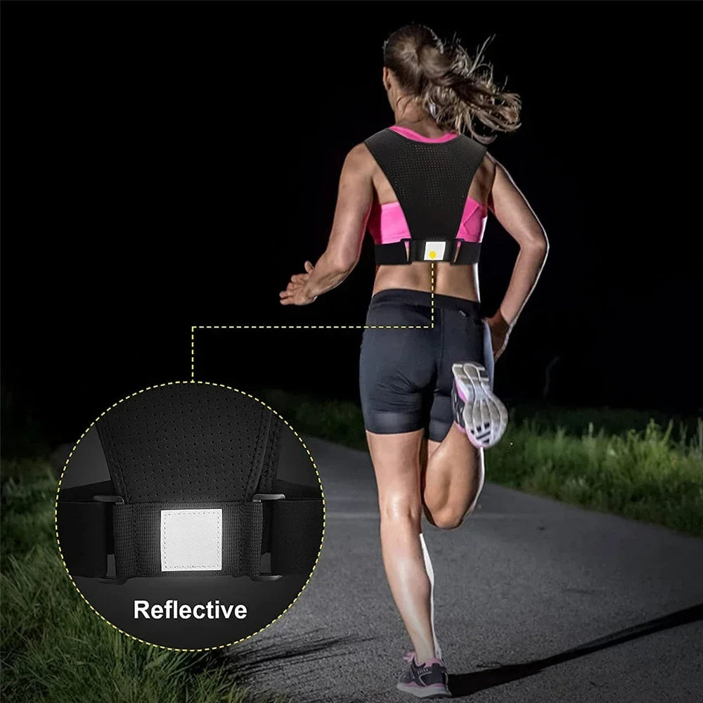 Phone Vest for Running Breathable Vest Jogging Sport Chest Multi Pockets Running Chest Pack with Adjustable Waistband for Night