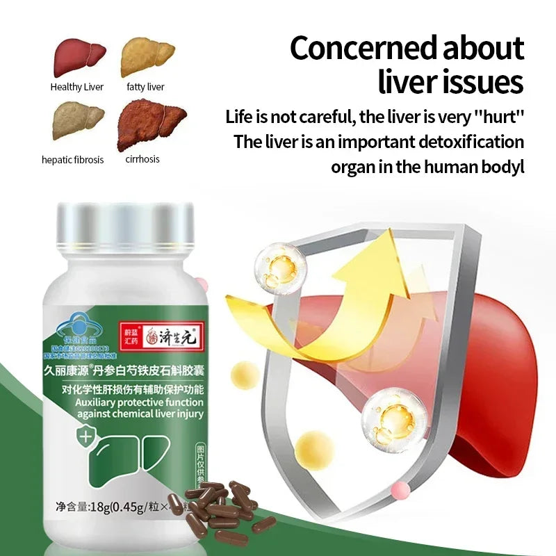 Liver Detox Capsules Fatty Liver Cleanse Function Dendrobium Candidum Herbal Prevent Cirrhosis Diseases Treatment Supplements