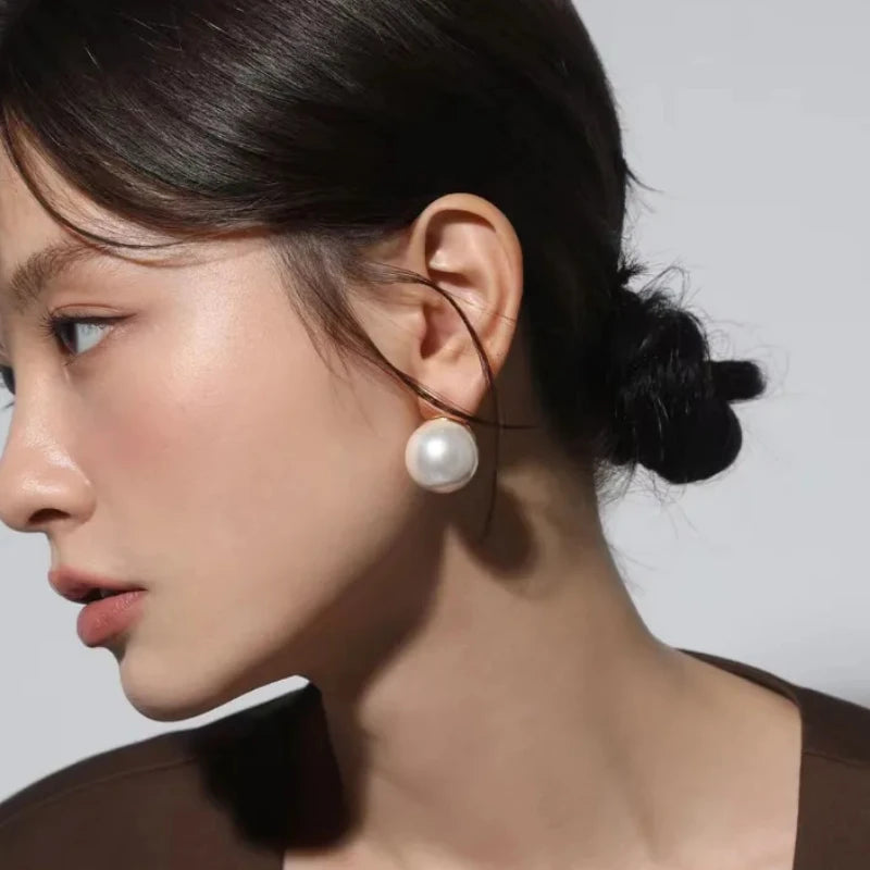 Bilandi Trendy Jewelry Delicate Silver Color Ball Simulated Pearl Earrings For Women Girl Party Gift Ear Accessories Hot Sale