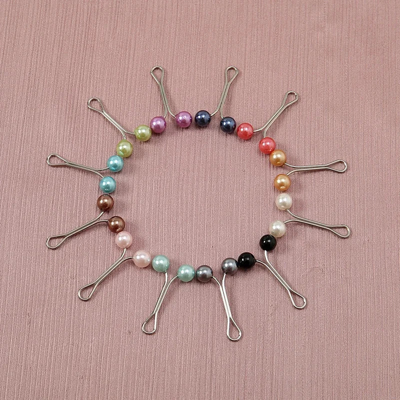 12pcs/Bag Muslim Hijab Scarf Fashion Women Safey Brooch Jewelry Islamic Multicolor Headscarf Shawl Ethnic Buckle Accessories